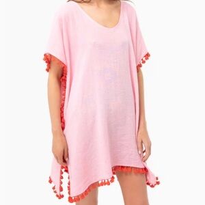 Tuckernuck Pomander Place Katie Tassel Caftan Swim Cover Up Pink Size S/M